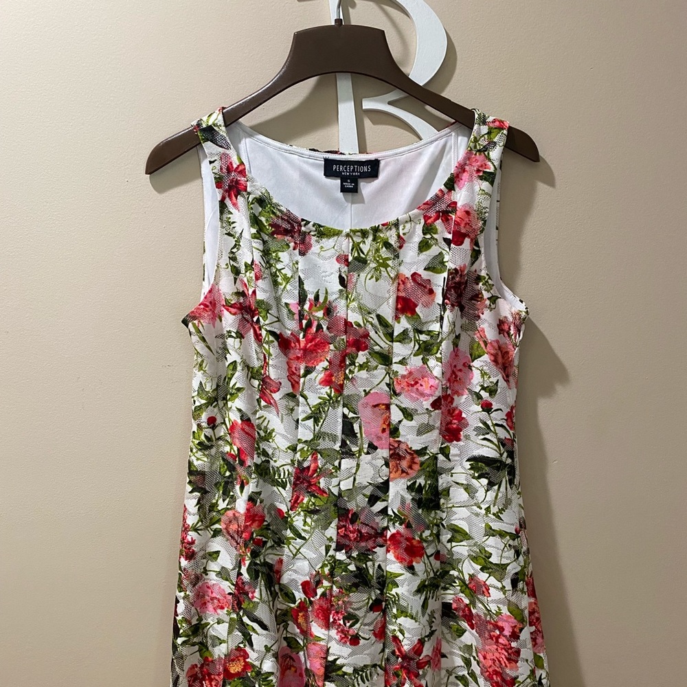 Floral lace A-line dress.